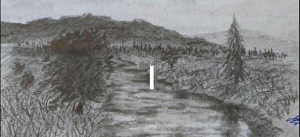 عکس نقاشی ساده طبیعت با مداد سیاه