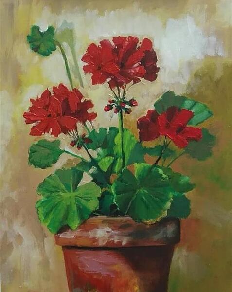 عکس نقاشی گل شمعدانی