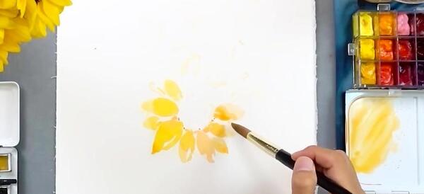 عکس نقاشی گل آفتابگردان با گواش