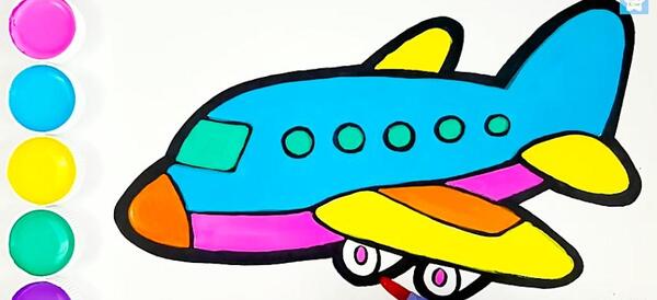 عکس نقاشی هواپیما کودکانه