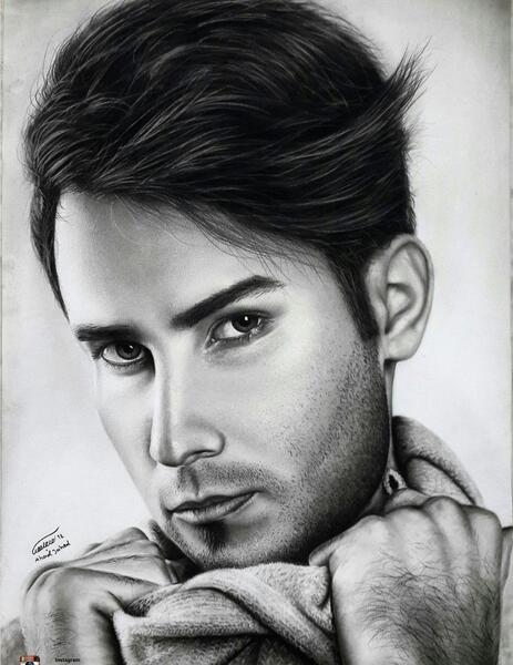 عکس نقاشی سیاه قلم ته ریش