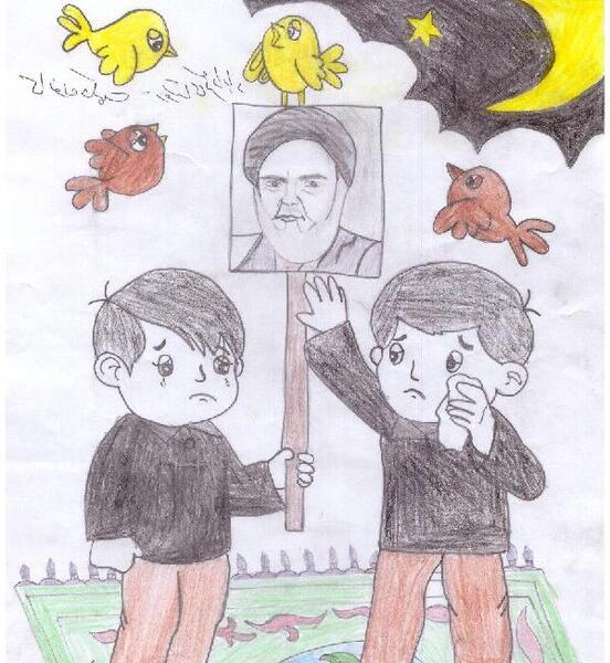 عکس نقاشی کودکانه رحلت پیامبر