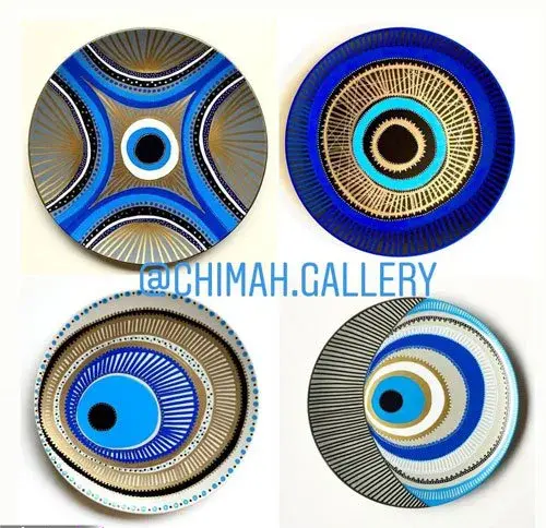 عکس نقاشی روی سفال طرح چشم زخم