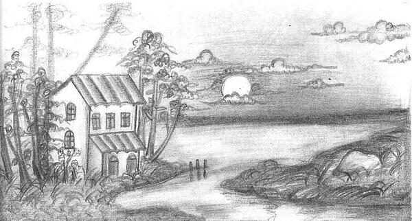 عکس نقاشی سیاه قلم منظره