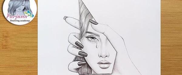 عکس نقاشی صورت یک دختر