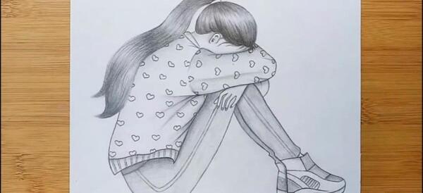 عکس نقاشی های دخترانه غمگین