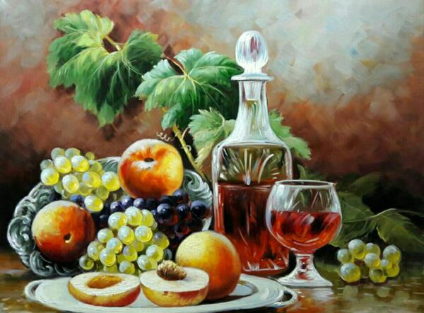 عکس نقاشی سیاه قلم ظرف میوه