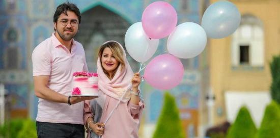 ژست عکس تولد دونفره در فضای باز