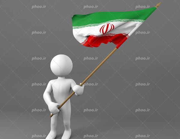 عکس پرچم ایران با چوب