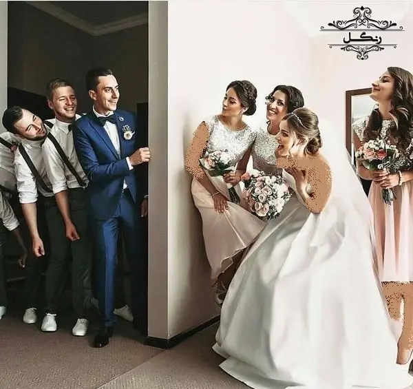 ژست عکس عروس و داماد با ساقدوش