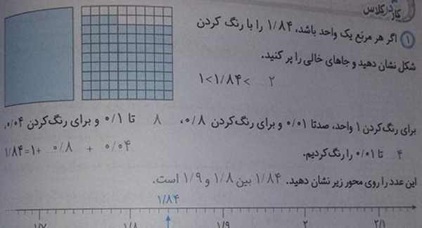 عکس کار در کلاس صفحه ۷۳ ریاضی پنجم