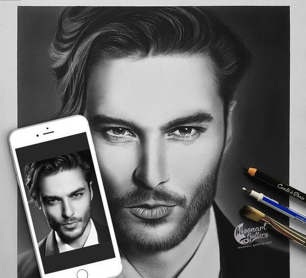 عکس نقاشی صورت سیاه قلم