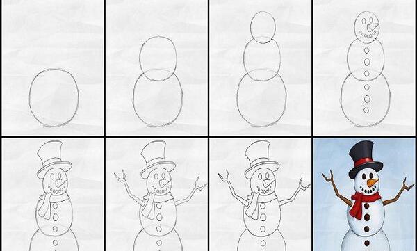 عکس نقاشی آدم برفی ساده
