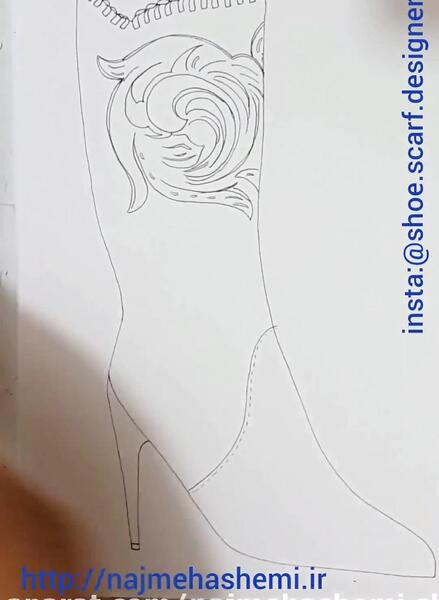 عکس طراحی کفش پاشنه بلند با مداد