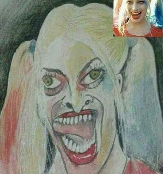 عکس نقاشی صورت هارلی کویین