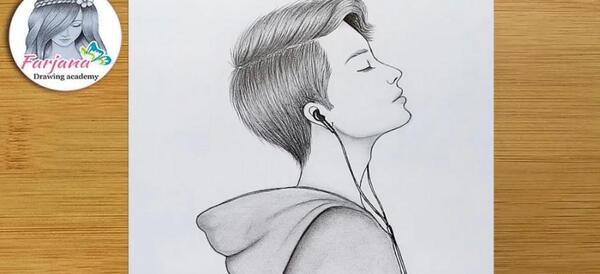 عکس نقاشی چهره نیم رخ دختر