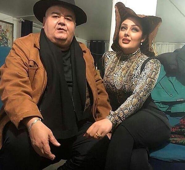 عکس اکبر عبدی با زنش