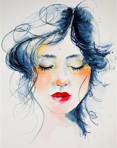 عکس نقاشی دختر تنها و غمگین