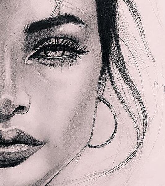 عکس نقاشی صورت یک زن