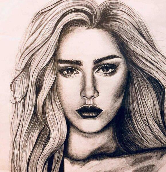عکس نقاشی صورت یک زن