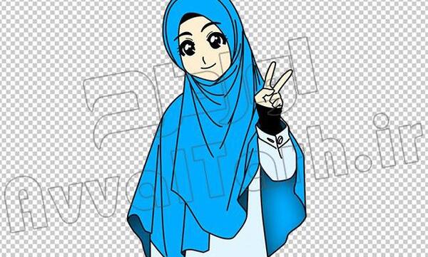 عکس نقاشی صورت یک دختر با حجاب