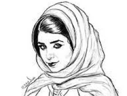 عکس نقاشی صورت یک دختر با حجاب