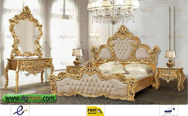 عکس تاج تخت خواب چوبی