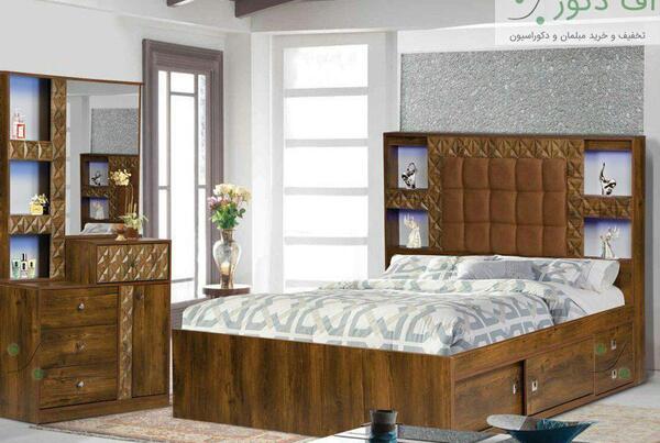 عکس تاج تخت خواب چوبی