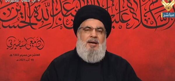 عکس ایستاده سید حسن نصرالله
