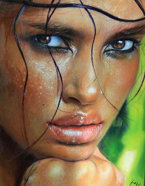 عکس نقاشی صورت رنگ روغن