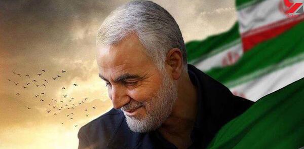 عکس حاج قاسم سلیمانی و پرچم ایران