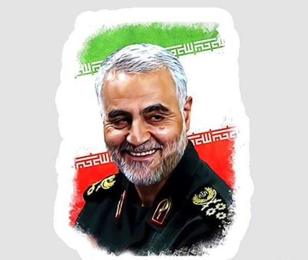 عکس حاج قاسم سلیمانی و پرچم ایران