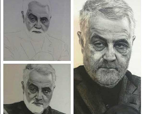 عکس نقاشی صورت حاج قاسم سلیمانی