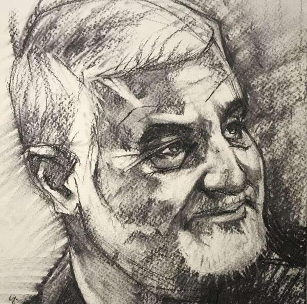 عکس نقاشی صورت حاج قاسم سلیمانی