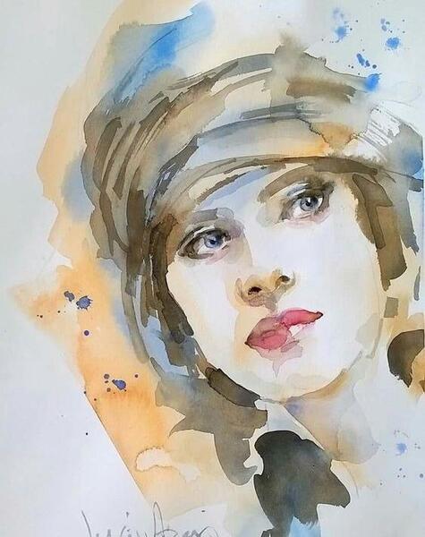 عکس نقاشی صورت با آبرنگ