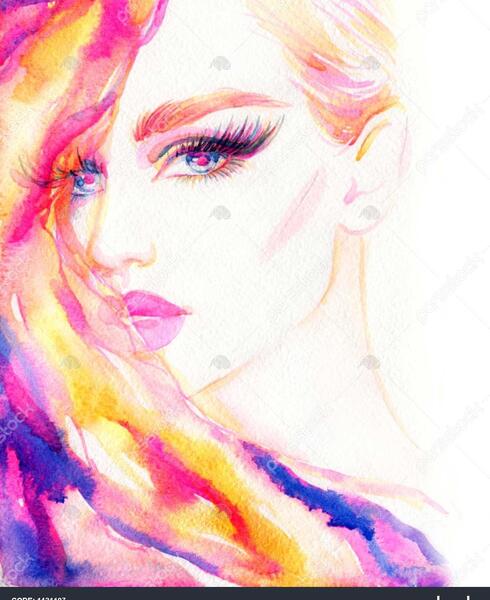 عکس نقاشی صورت با آبرنگ