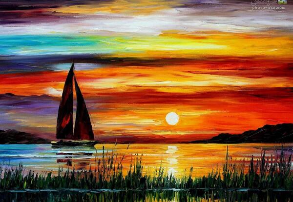 عکس نقاشی غروب خورشید
