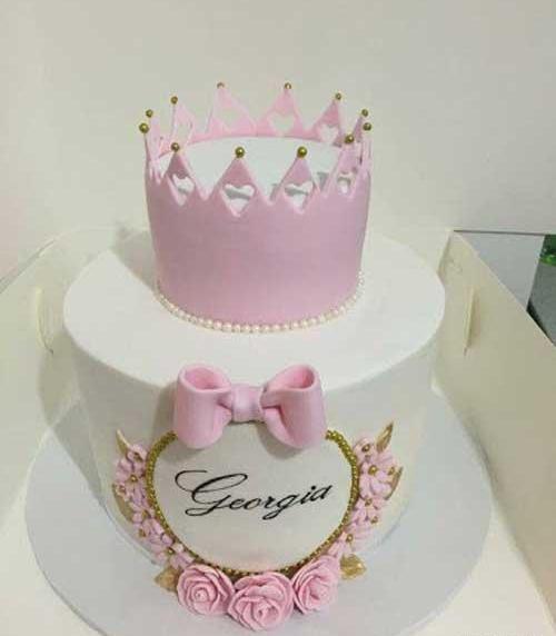 عکس کیک تاج صورتی