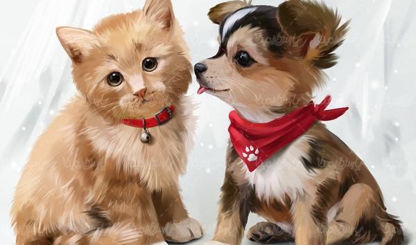 عکس نقاشی فانتزی گربه