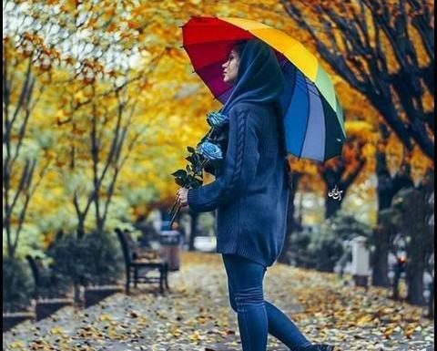 عکس پاییز بارانی دخترانه
