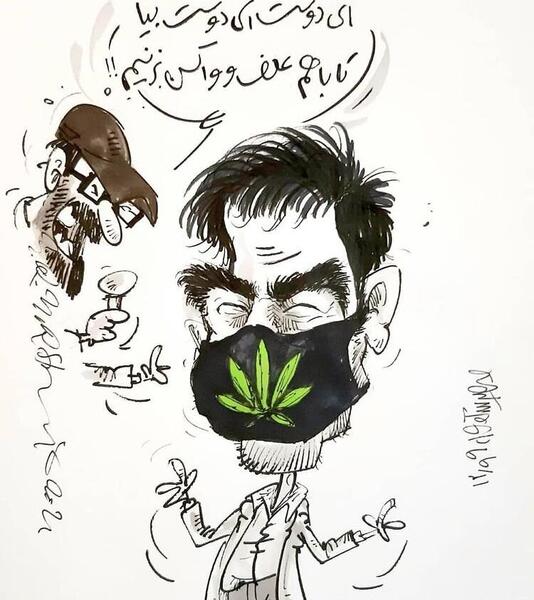 عکس روی ماسک شهاب حسینی