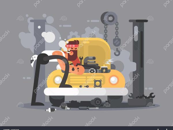 عکس ماشین درحال تعمیر