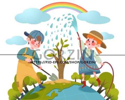 عکس کارتونی کاشت درخت