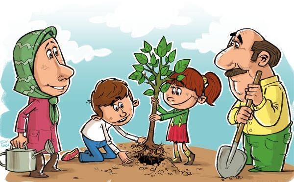 عکس کارتونی کاشت درخت