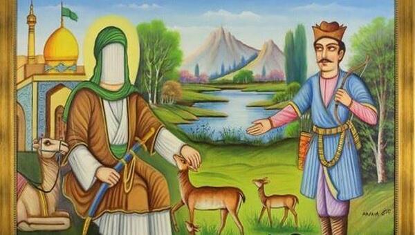 عکس نقاشی ضامن آهو کودکانه