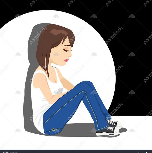 عکس دختر نشسته در حال گریه