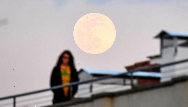 عکس ماه صورتی دیشب
