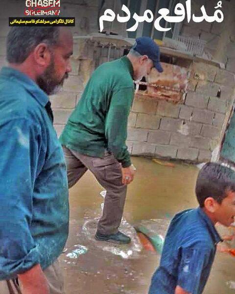 عکس سردار در سیل خوزستان