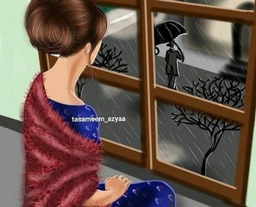 عکس دختر نشسته پشت پنجره