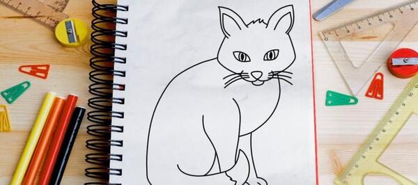 عکس نقاشی گربه نشسته